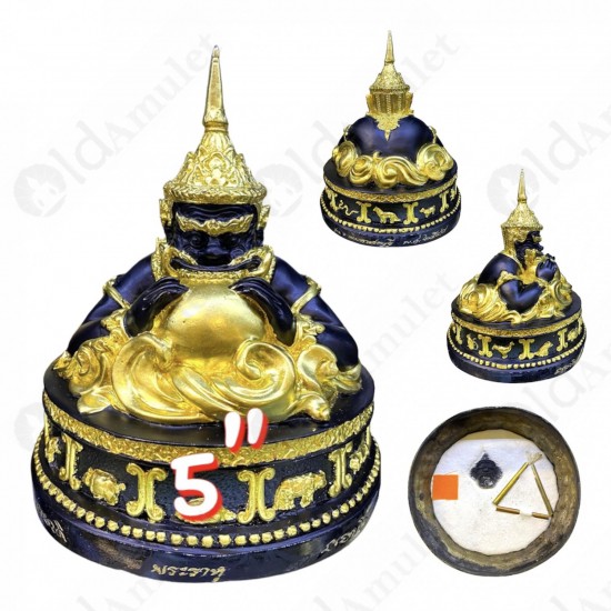 5inch Statue Thai Amulet Ra-Hu Wealthy Lucky Gold Paint Lp Key BE.2548