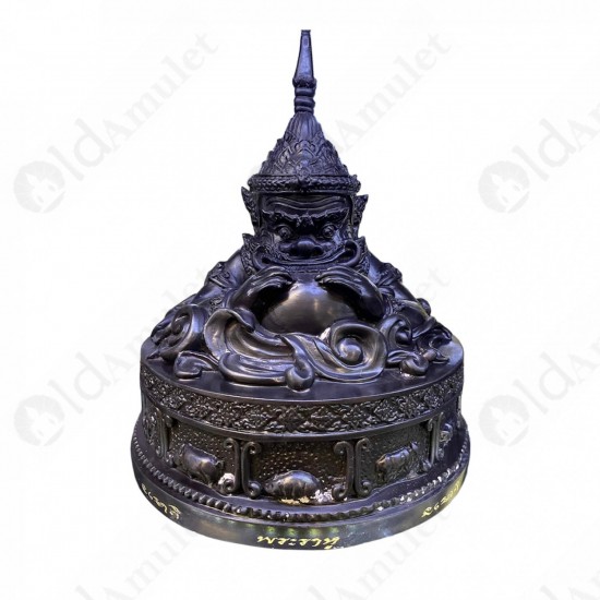 5.9inch Statue Thai Amulet Ra-Hu Wealthy Lucky Bronze Black Lp Key BE.2548