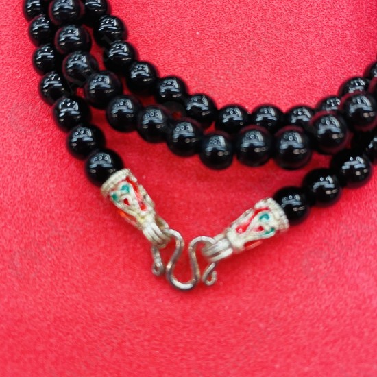 Black Beads Necklace W-shape Hook For Thai Amulet Pendants Long-30cm