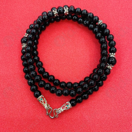 Black Beads Necklace W-shape Hook For Thai Amulet Pendants Long-30cm