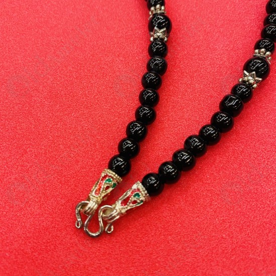 Black Beads Necklace W-shape Hook For Thai Amulet Pendants Long-30cm