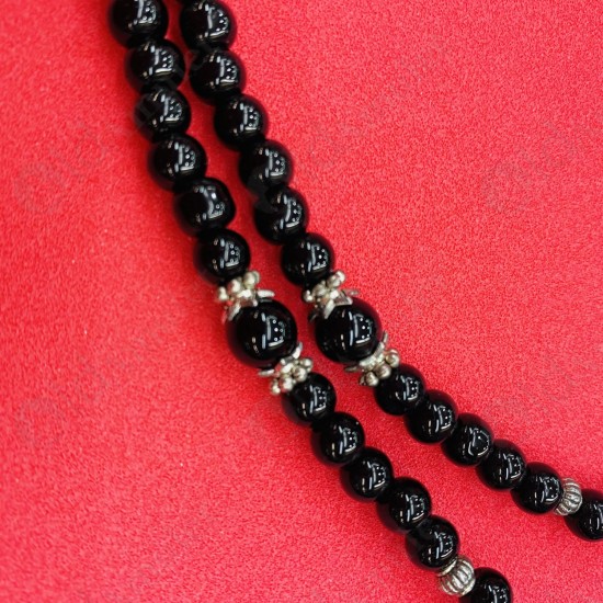 Black Beads Necklace W-shape Hook For Thai Amulet Pendants Long-30cm