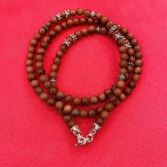 Brown Beads Necklace W-shape Hook For Thai Amulet Pendants Long-30cm