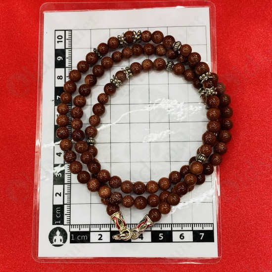 Brown Beads Necklace W-shape Hook For Thai Amulet Pendants Long-30cm