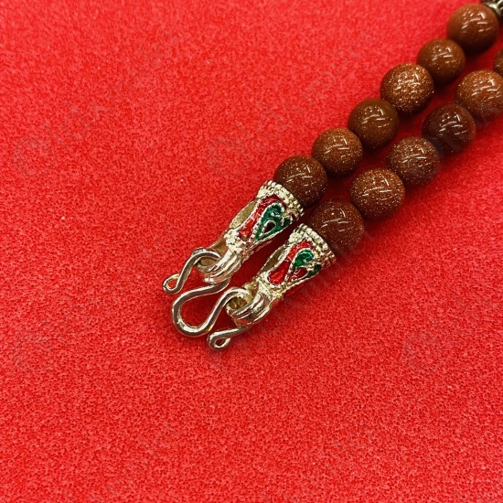 Brown Beads Necklace W-shape Hook For Thai Amulet Pendants Long-30cm