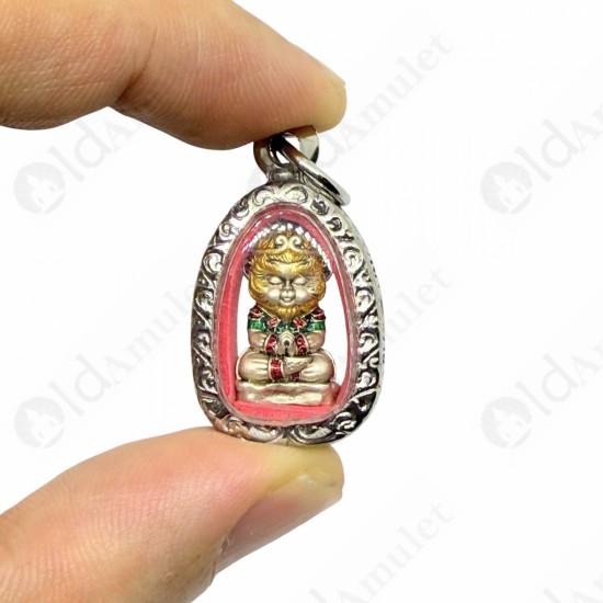 HaNuMan Monkey Wukong Lp Amnard Be.2564 SATIN + COLOR Thai Amulet Wealthy Rich