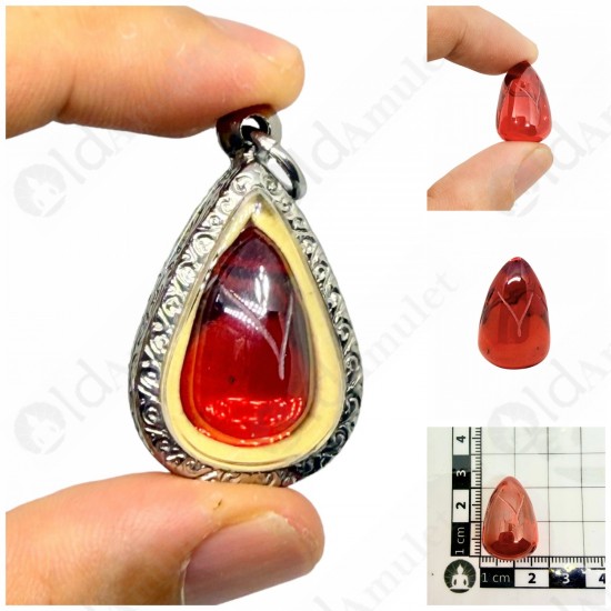 Red Lotus Naga-eye Thai Holy Real Amulet Gemstone 100% Authentic Size-M